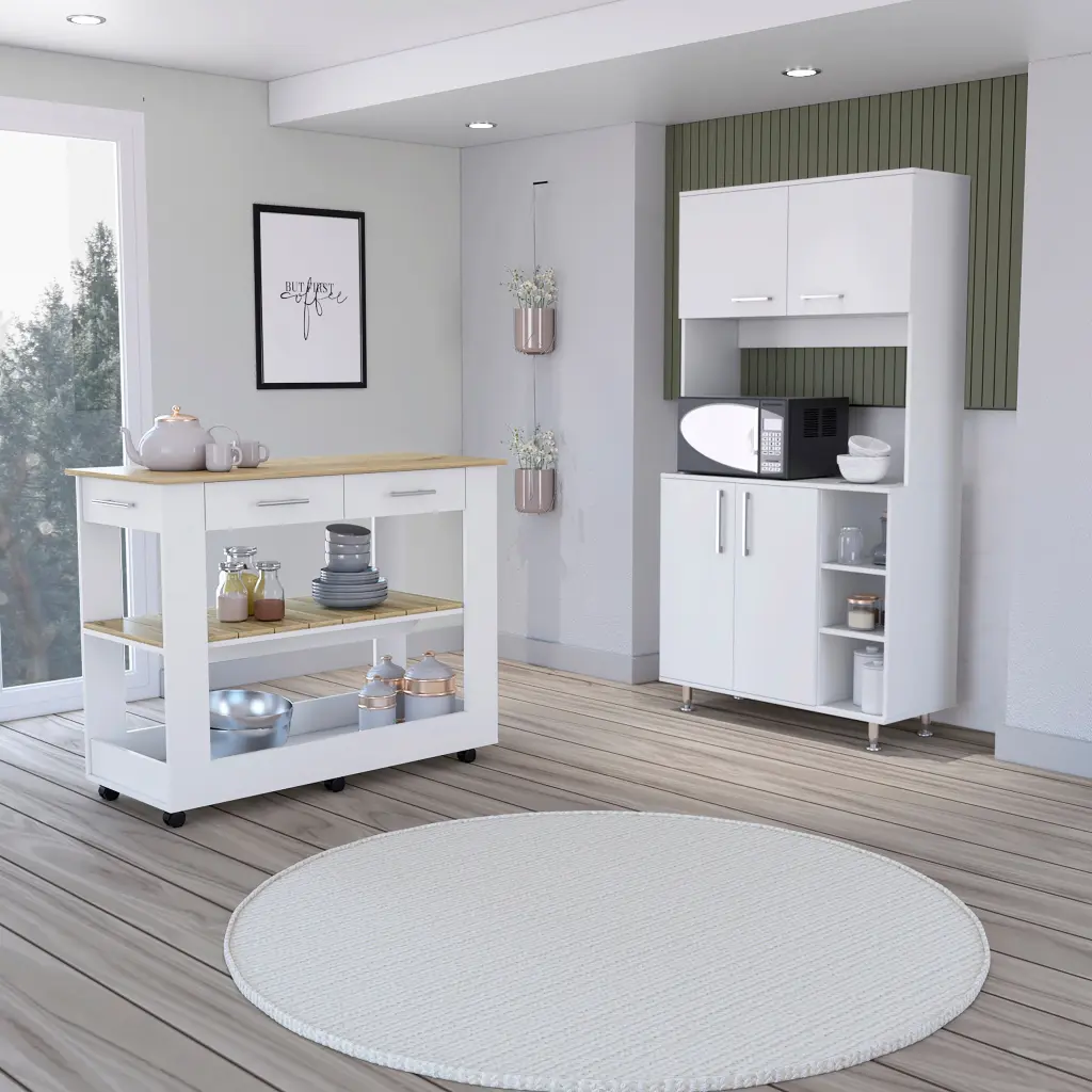 Nadina 4 Door 2 Drawer 2 Piece Kitchen Set Kitchen Island And Storage Cabinet furniture max