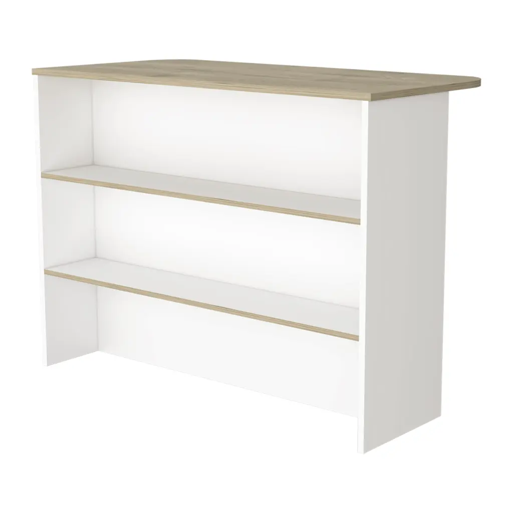White and Light Pine 3 Tier Shelf Kitchen Island Engineered Wood furniture max