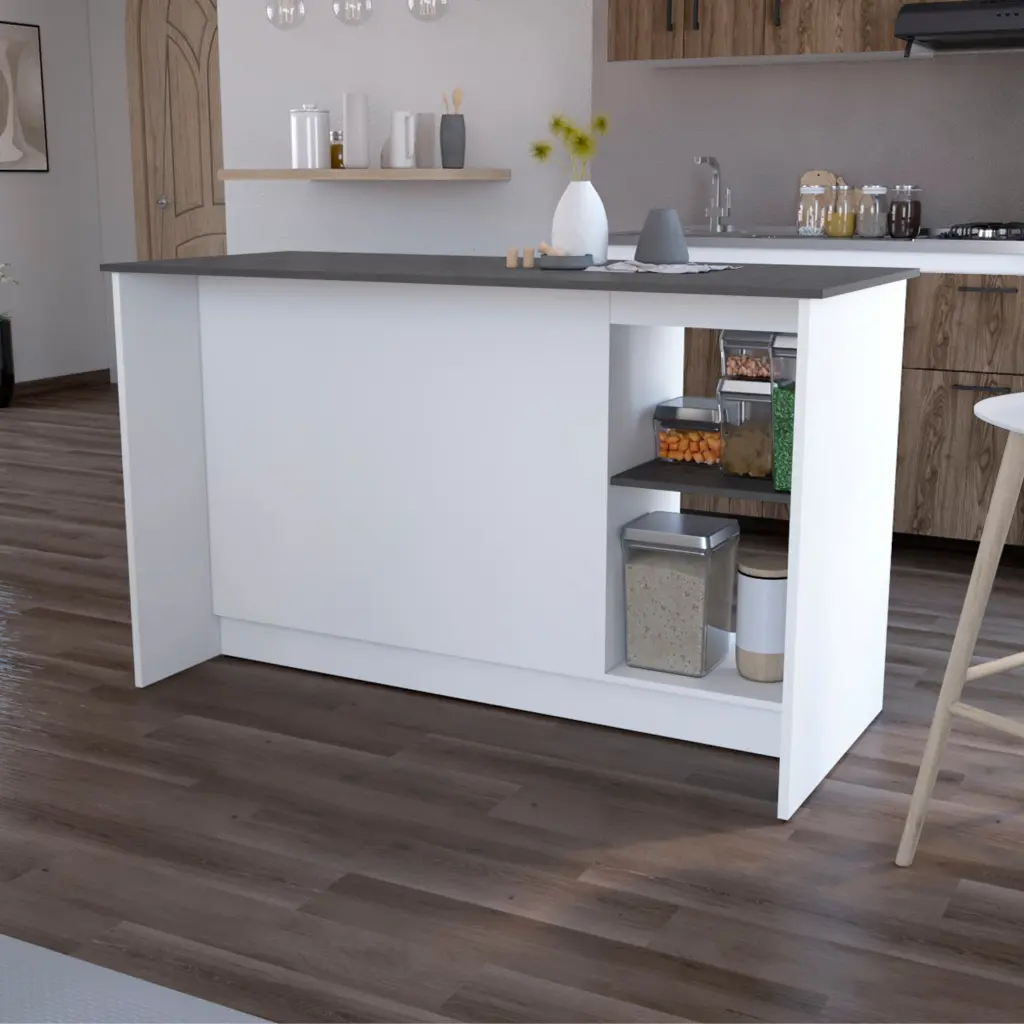 White and Onyx Double Door Cabinets Kitchen Island Gray Finish furniture max