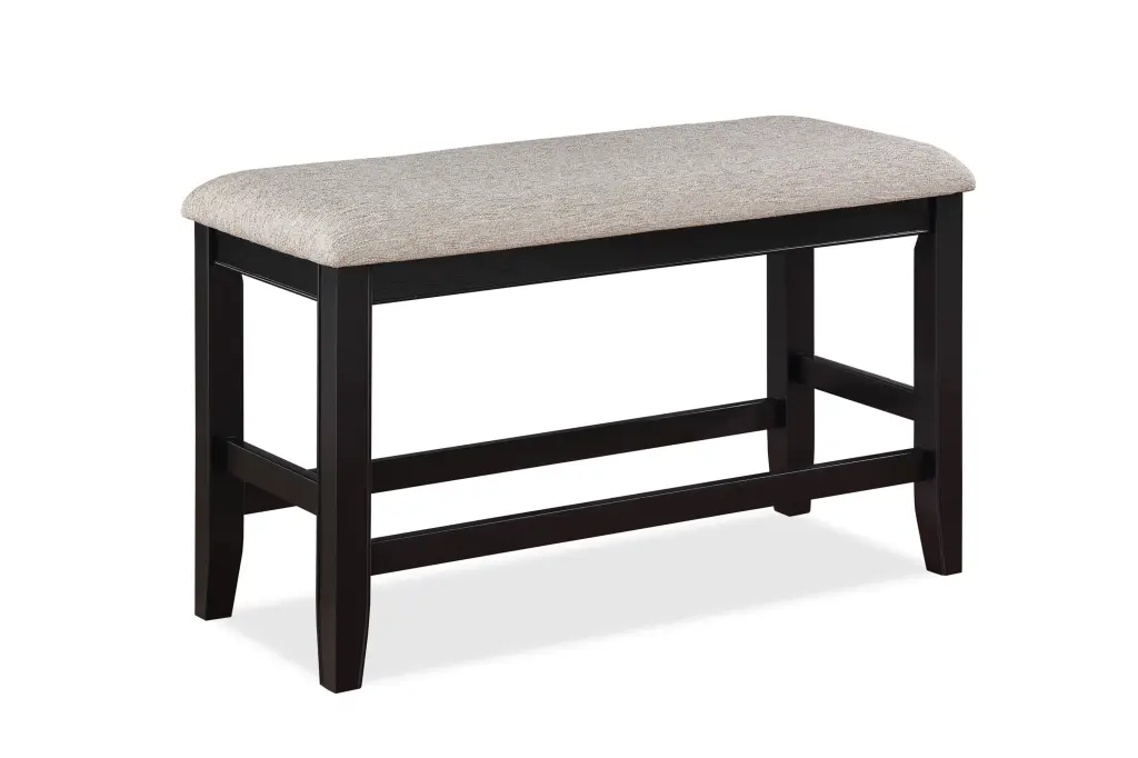 Farmhouse Style Black Light Gray Counter Height Bench Footrest Upholstered kanepe