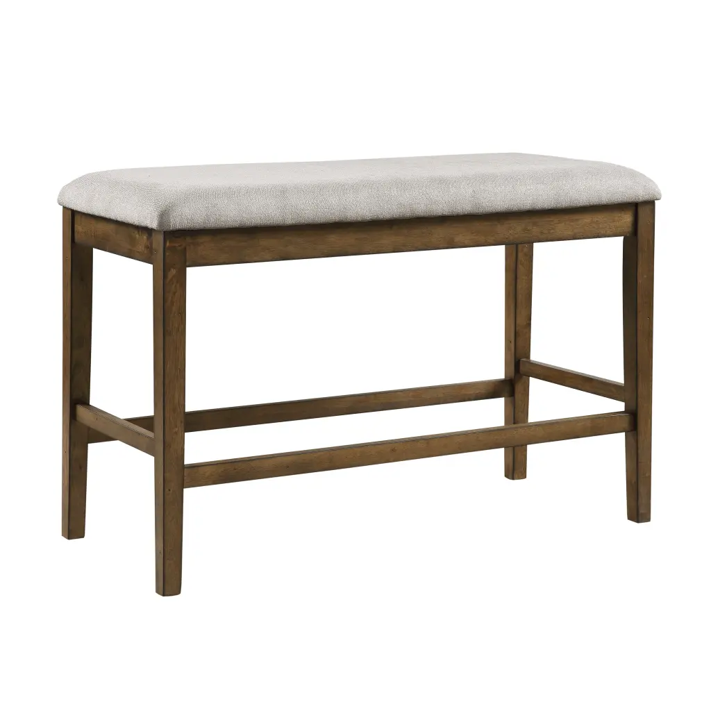 Wooden Frame Counter Height Bench Light Oak Finish Mindy Veneer Gray Top kanepe