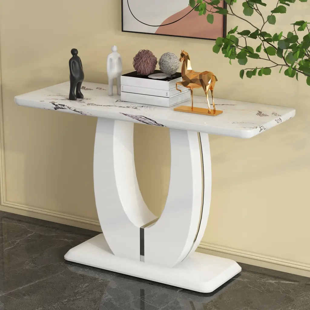 Modern Glossy White Rectangular Counter Bar Table 47.24x18.1 Inch Kitchen Island Table rnb