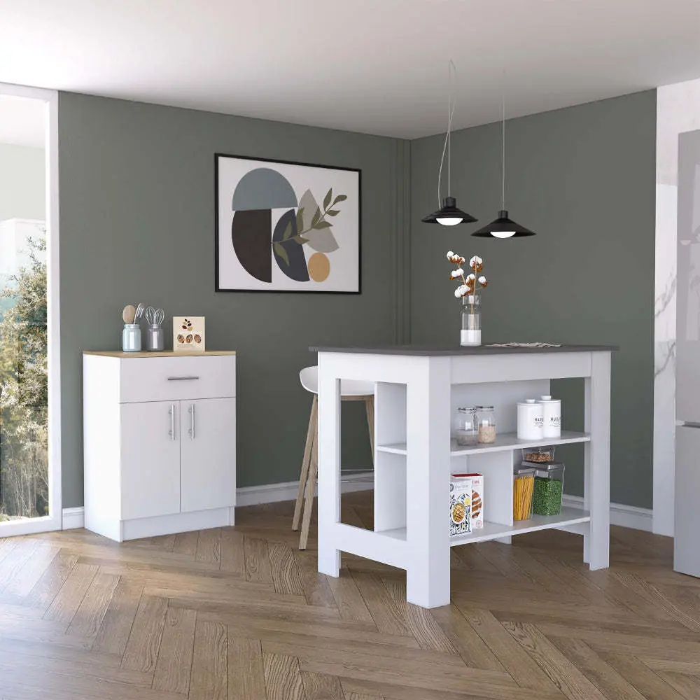 2 Piece Kitchen Set Kitchen Island Pantry Cabinet White Onyx Light Oak rta mubles colombia