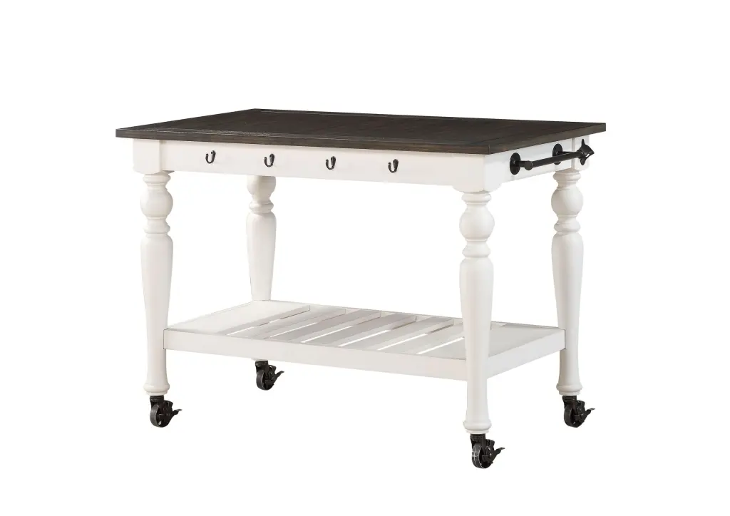 Joanna Kitchen Cart Two Tone White Wood Rolling Kitchen Island steve silver furniture