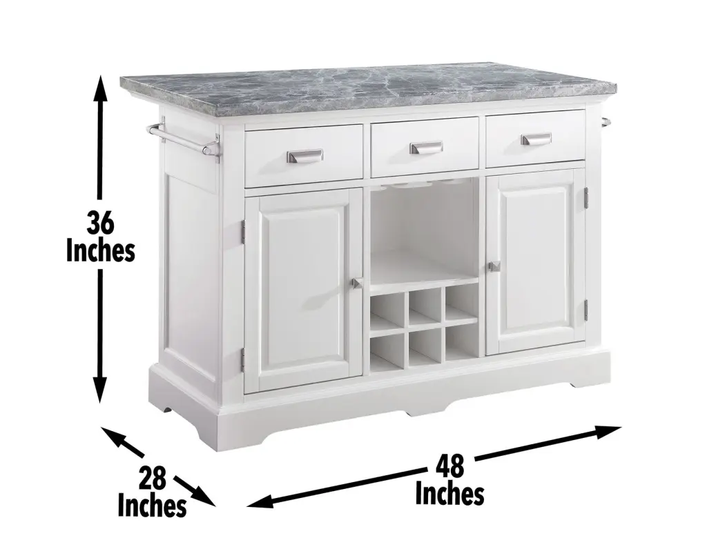 Zermatt Kitchen Island White Wood Mobile Prep Table Storage steve silver furniture