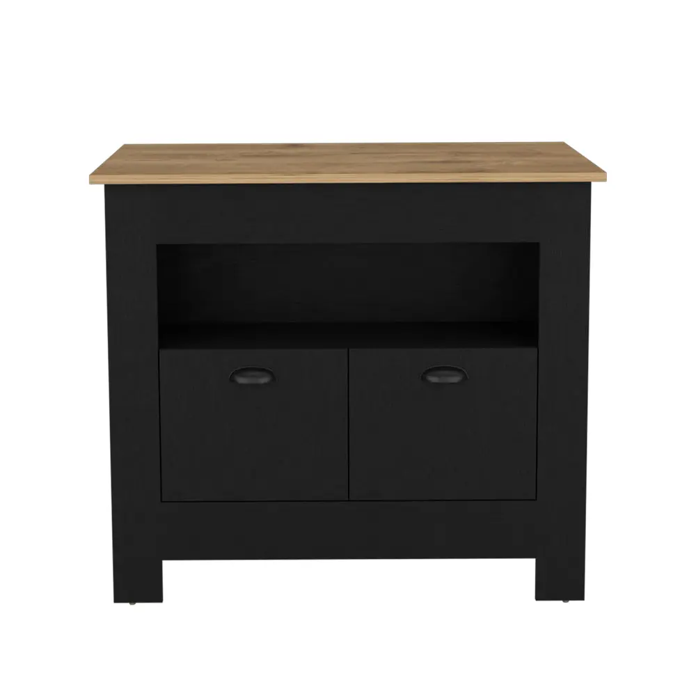 Kitchen Island Geneva Black Macadamia Multicolor Particle Board Engineered treevol furniture