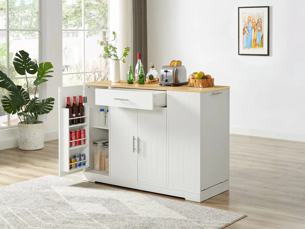 53 Inch Large Kitchen Island Trash Can Storage Cabinet Modern Kitchens e-tron