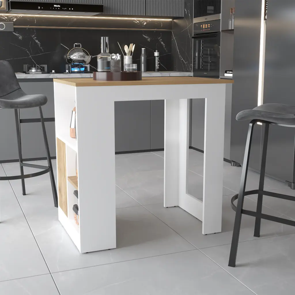 Arial Kitchen Island Melamine Door and Open Storage Multicolor fm furniture