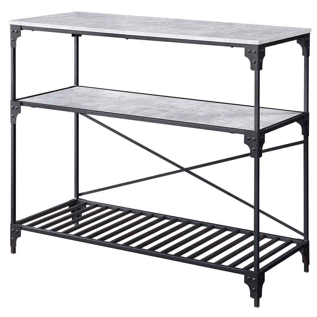 Black And Concrete 2 Shelf Kitchen Island Black Grey Kitchen Industrial Style furniture max