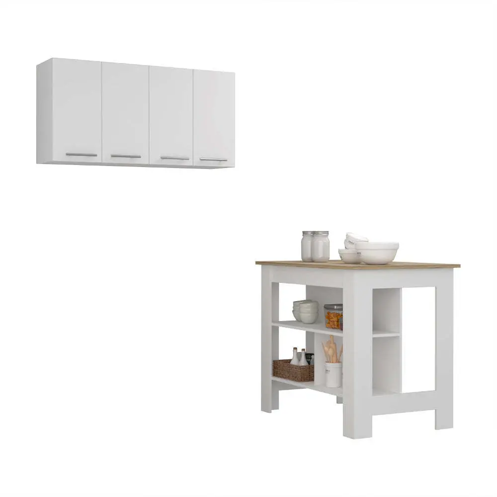 Burlingame 5 Shelf 4 Door 2 Piece Kitchen Set Kitchen Island and Upper Cabinet furniture max