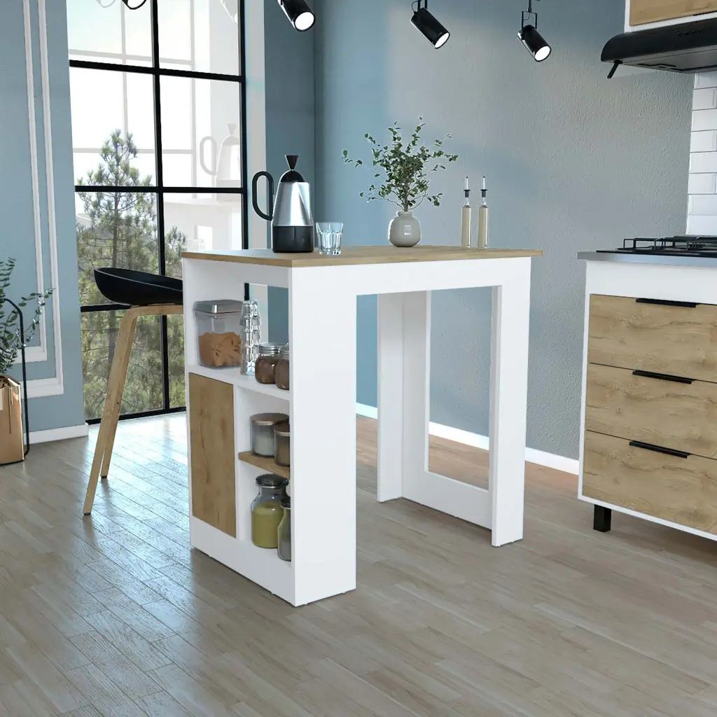 36 Inch Kitchen Island Three Open Side Storage Shelves and Push Door rta mubles colombia