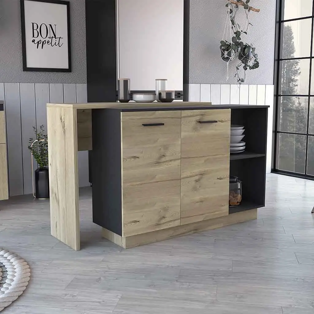 Sicilia Kitchen Island Two External Shelves and Double Door Cabinets rta mubles colombia
