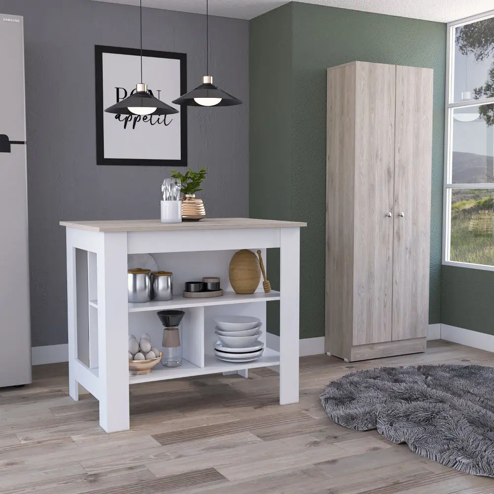 Roblar 8 Shelf 2 Door 2 Piece Kitchen Set, Kitchen Island And Pantry Cabinet furniture max