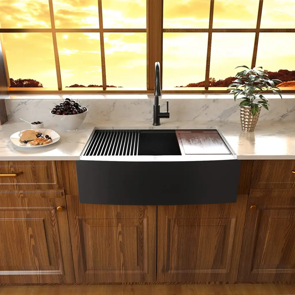 Farmhouse Sink Workstation 30 Inch Gunmetal Black Stainless Steel lordear