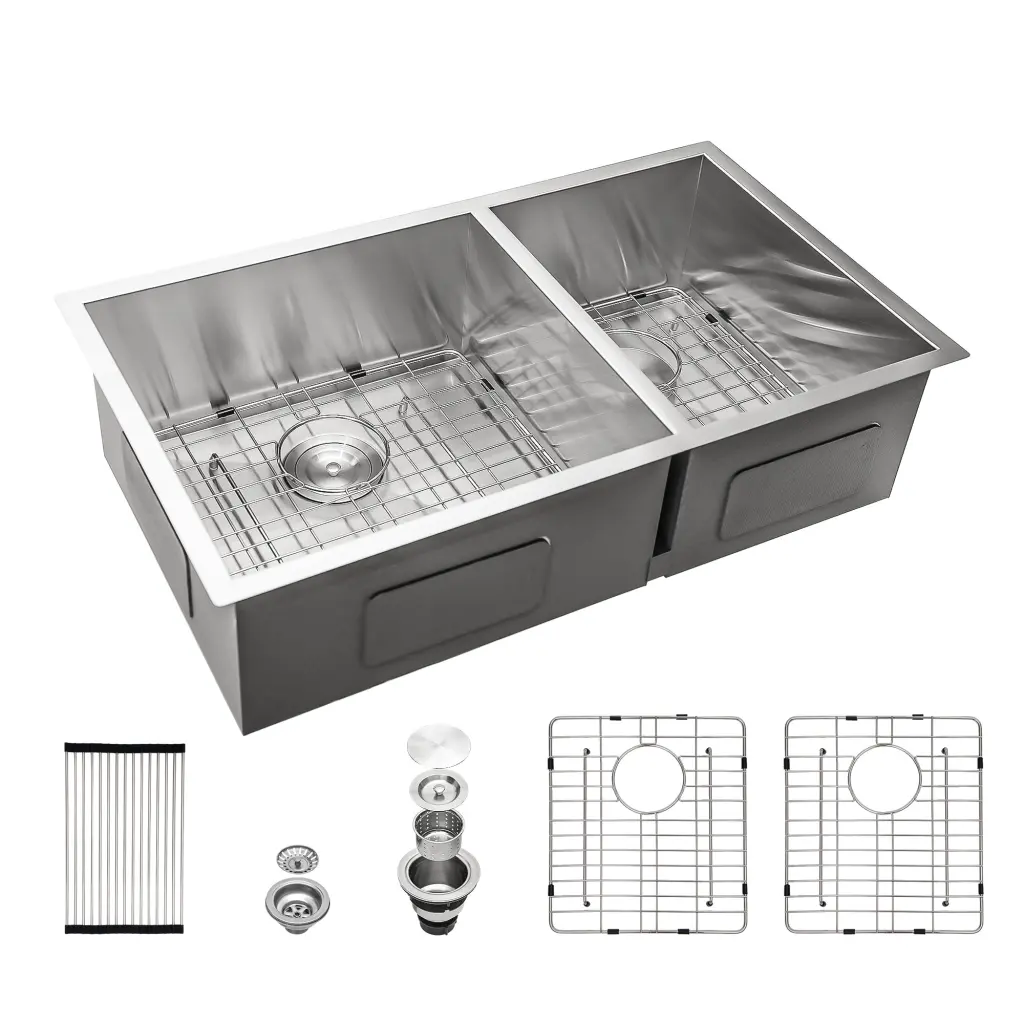 18 Gauge Stainless Steel 33X19 Inch Undermount Double Bowl Kitchen Sink lordear