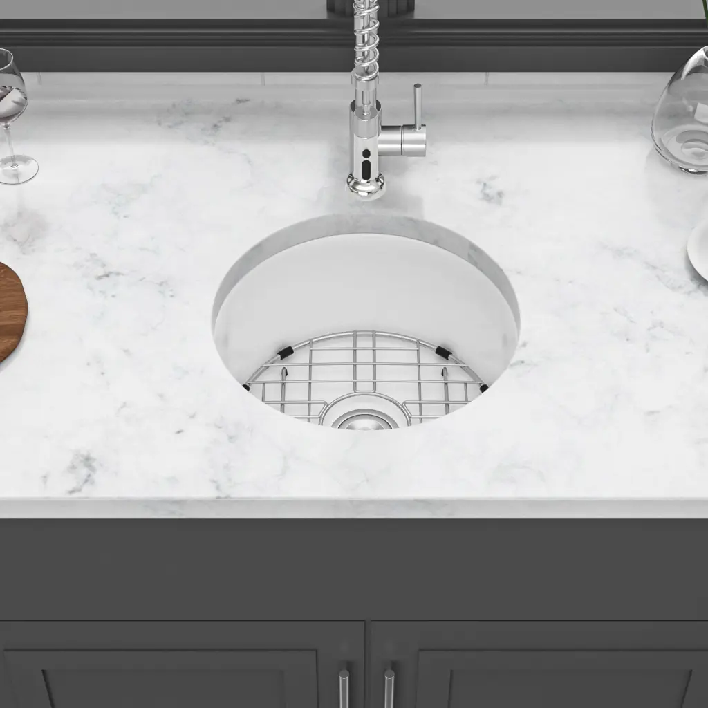 18 Inch Dual Mount Ceramic Circular Kitchen Sink Drain lordear