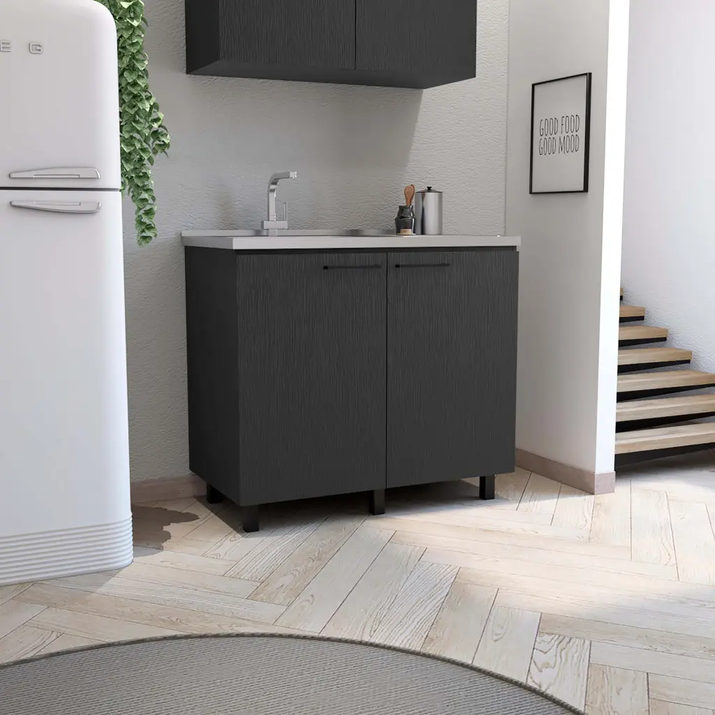 Napoles 2 Functionality Sink Cabinet Stainless Steel Countertop tuhome