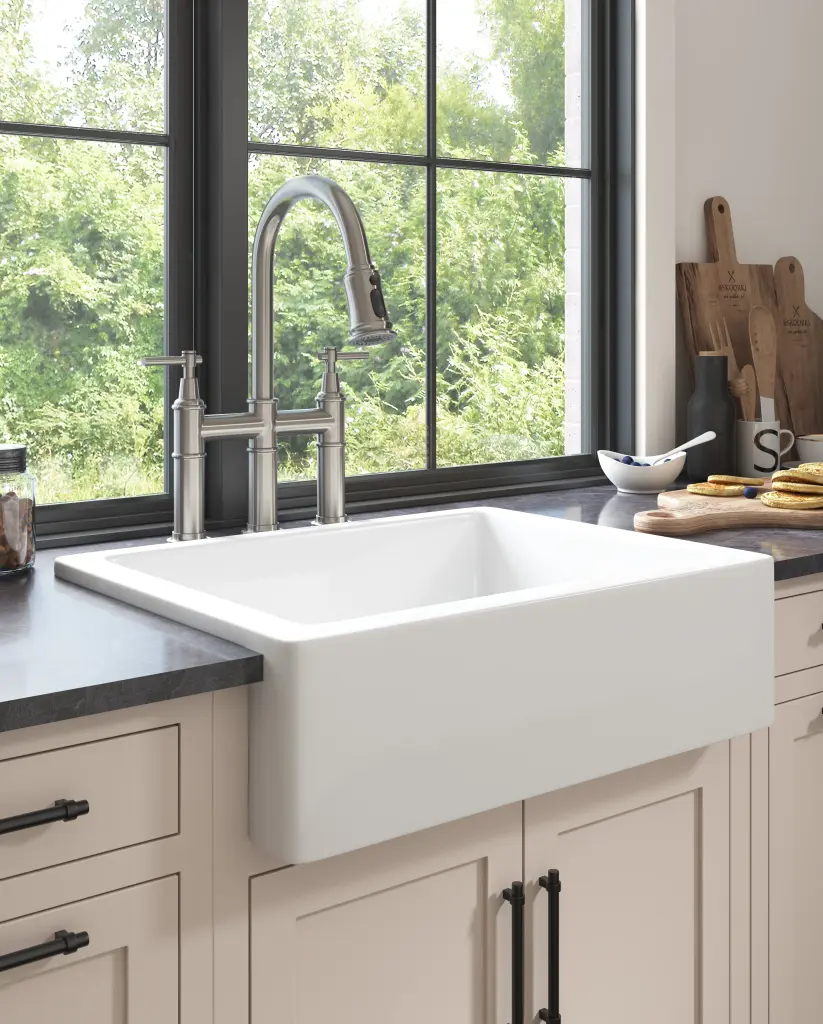 24 Inch Farmhoutilize Apron Front White Ceramic Kitchen Sink w2287