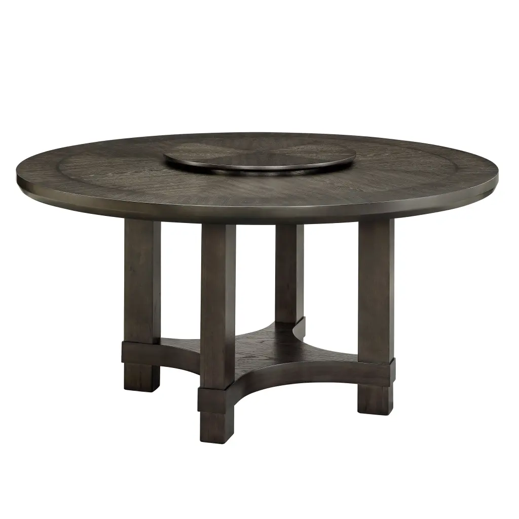 Transitional Dark Brown Round Table Lazy Susan kanepe