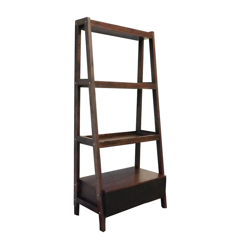 32X17X68" Ladder Shelf Ladder Style Presentation Shelf Natural Wood Brown w2078