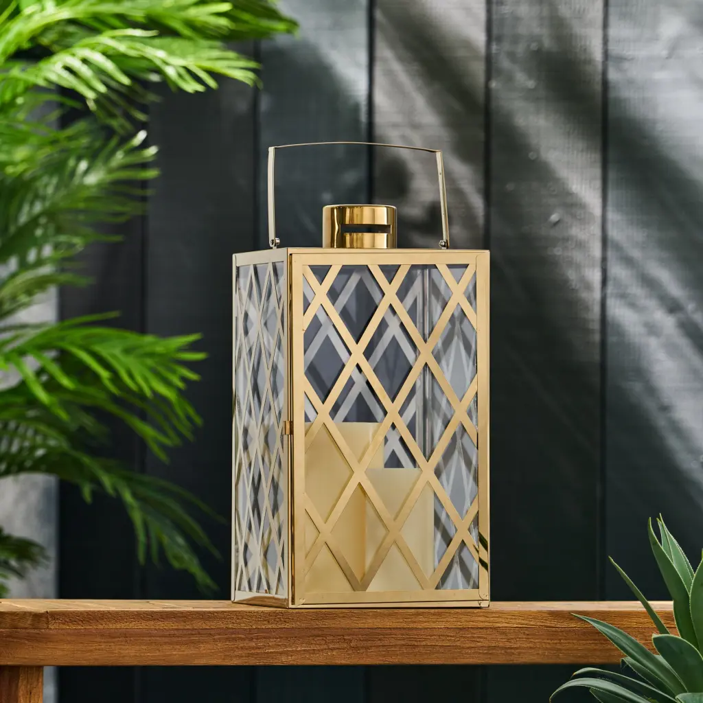 Anton 18 Inch H Stainless Steel Lantern Gold Stainless Steel Outdoor Light nh-cozy home