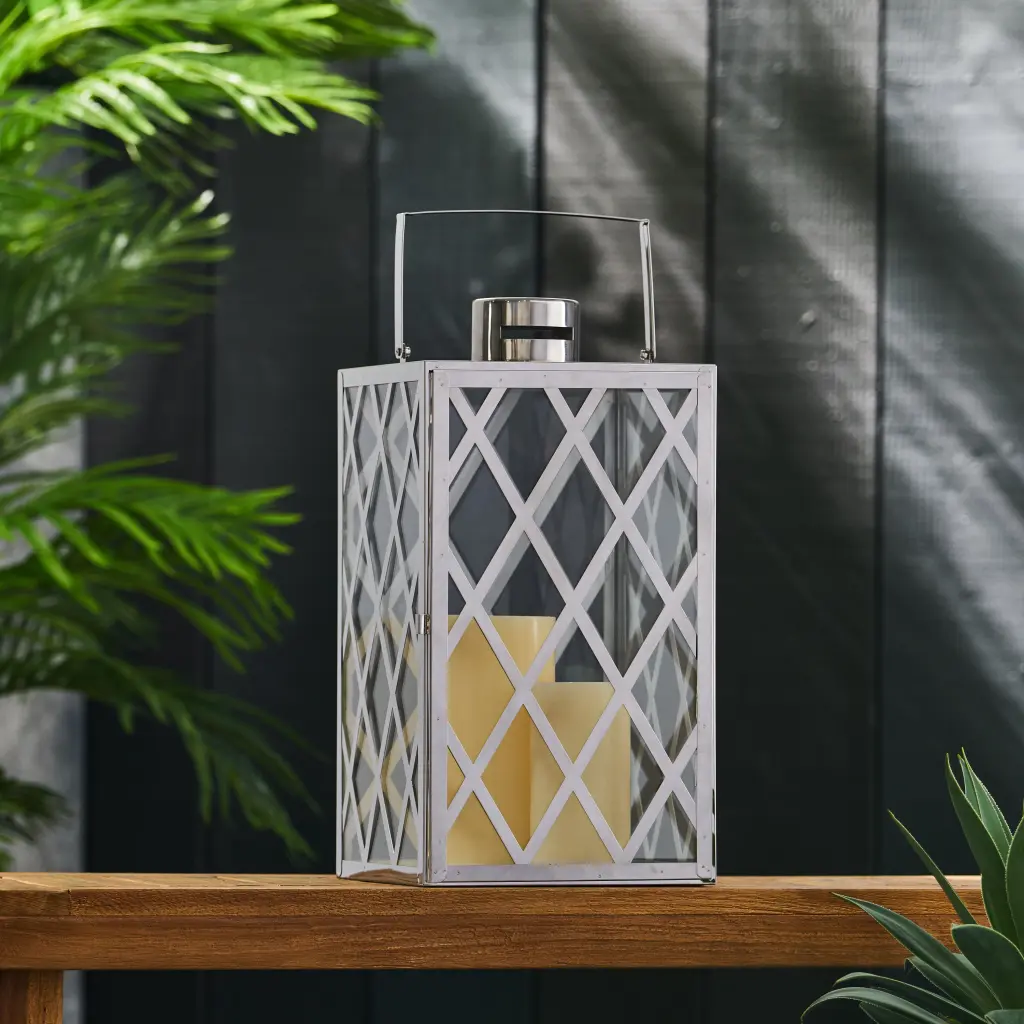 Anton 18 Inch Stainless Steel Lantern Silver Modern Outdoor Lighting nh-cozy home