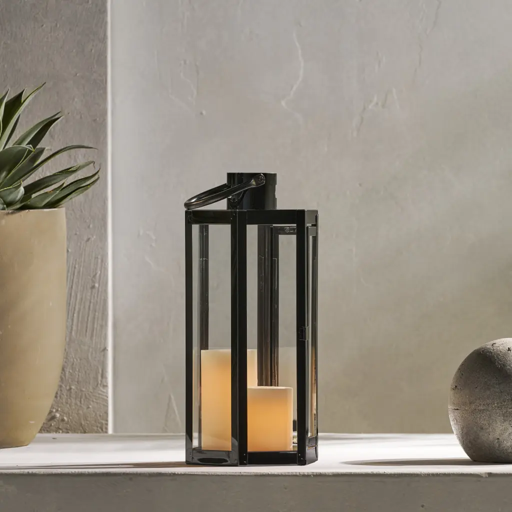 Frank 16 Inch H Stainless Steel Lantern Black Stainless Steel nh-cozy home