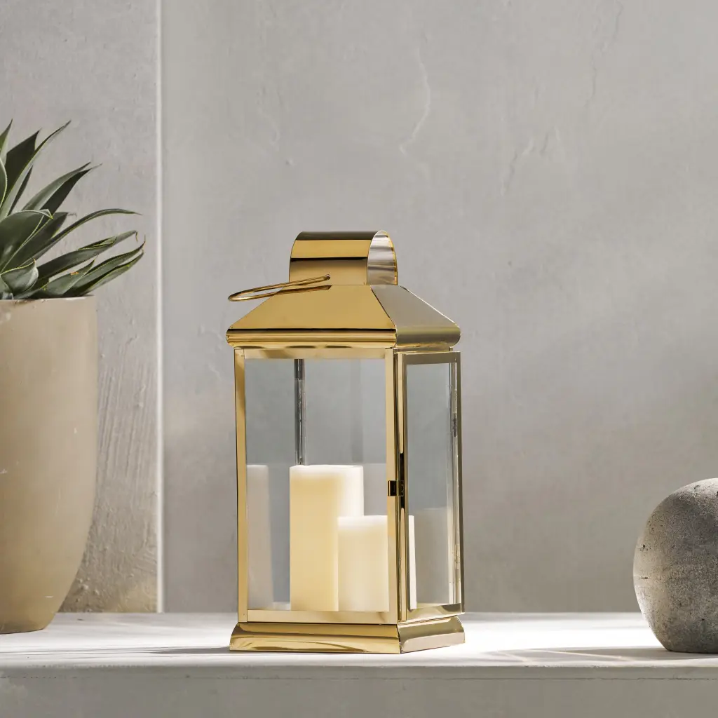 16 Inch Stainless Steel Lantern Gold Finish nh-cozy home