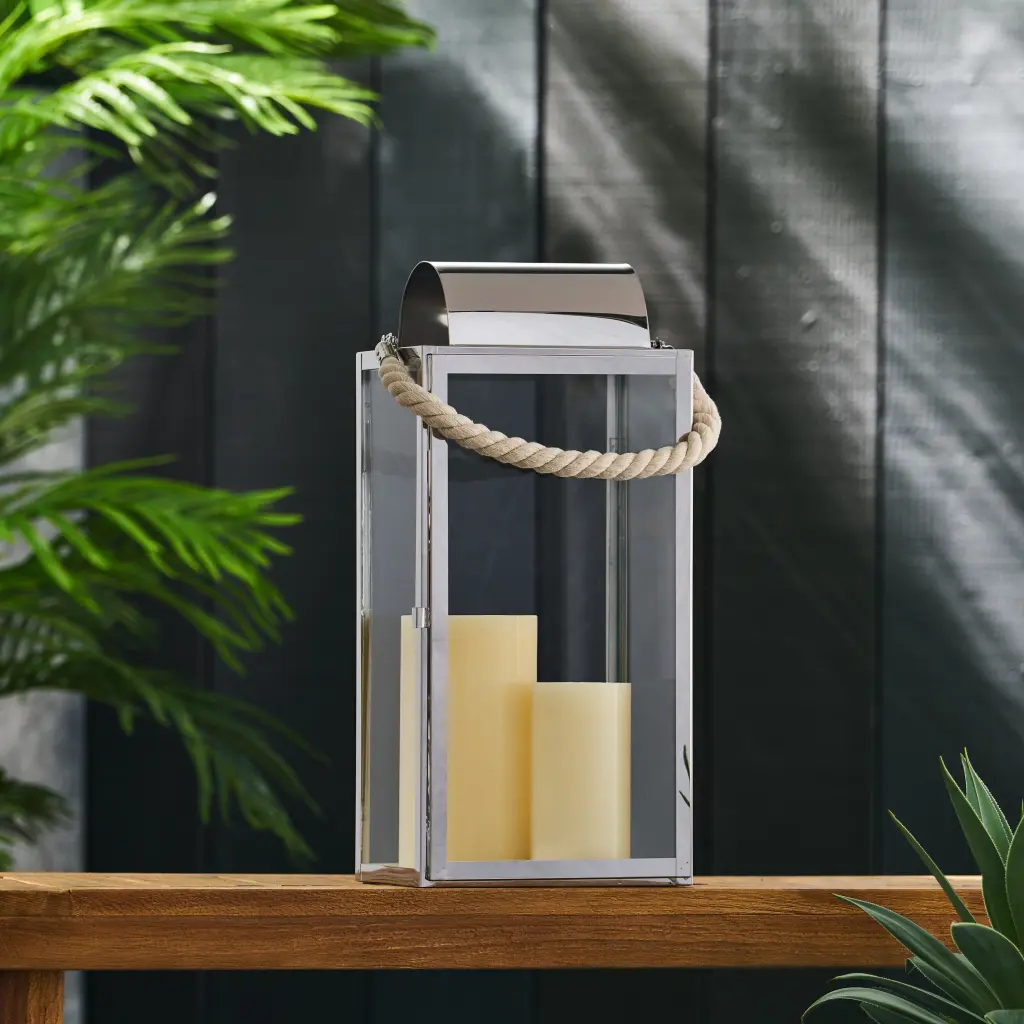 Larry 19H Stainless Steel Lantern Silver nh-cozy home