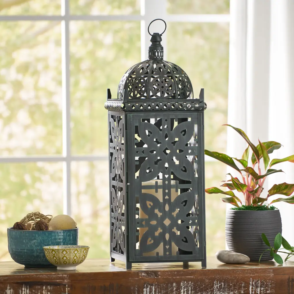 Lantern Large Black Iron Outdoor Decorative Lighting nh-home living