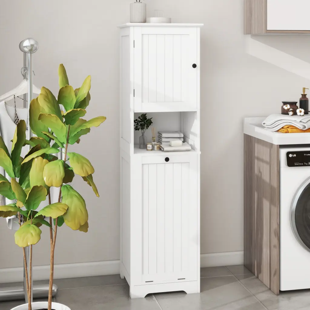 One Compartment Tilt Out Laundry Sorter Cabinet White Utility Room aneway furniture