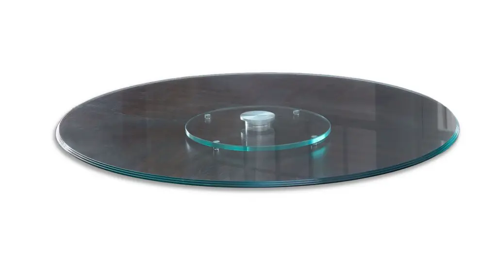 Avenue Round Lazy Susan Dark Brown Tempered Glass Spinning Turntable Kitchen steve silver furniture