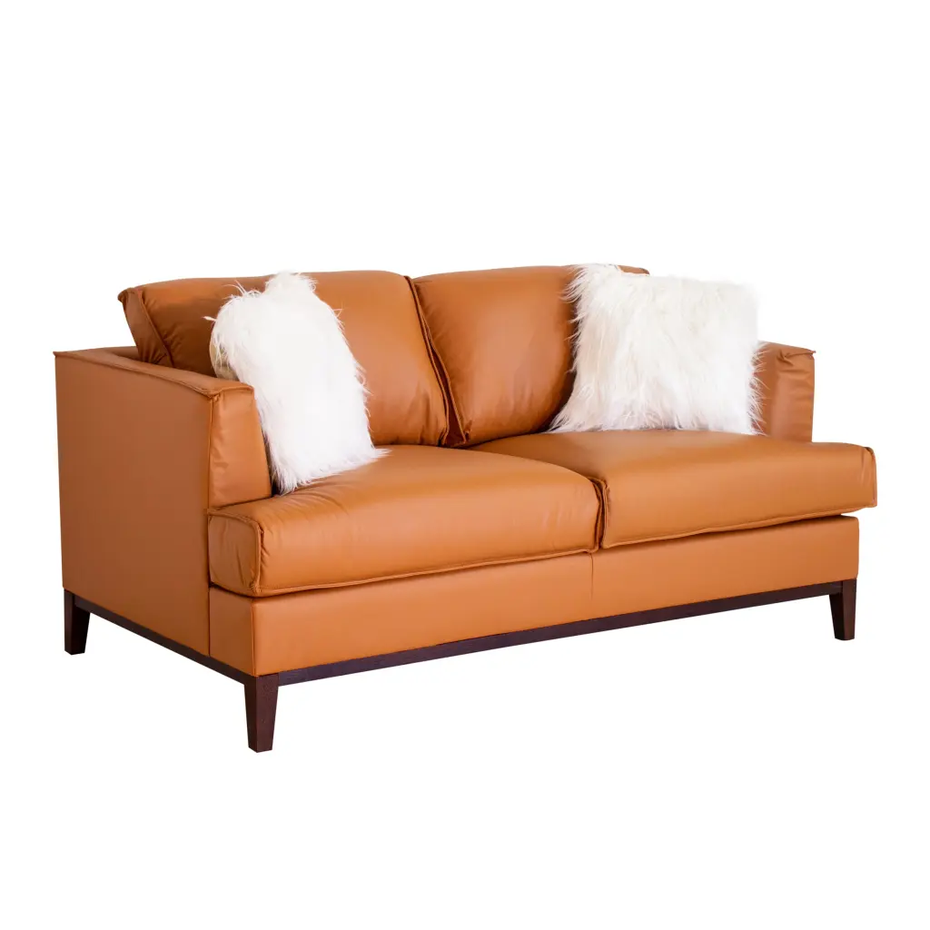 Aspen Cognac Top Grain Leather Sofa Beautiful Camel Wood american homestead furniture