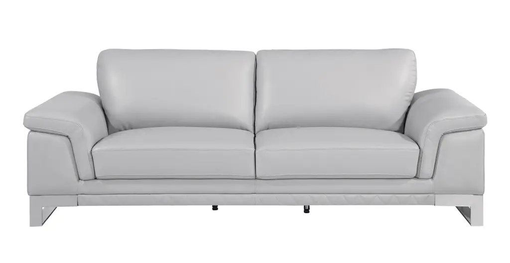 Top Grain Italian Leather Sofa Light Gray Foam Cushions global united
