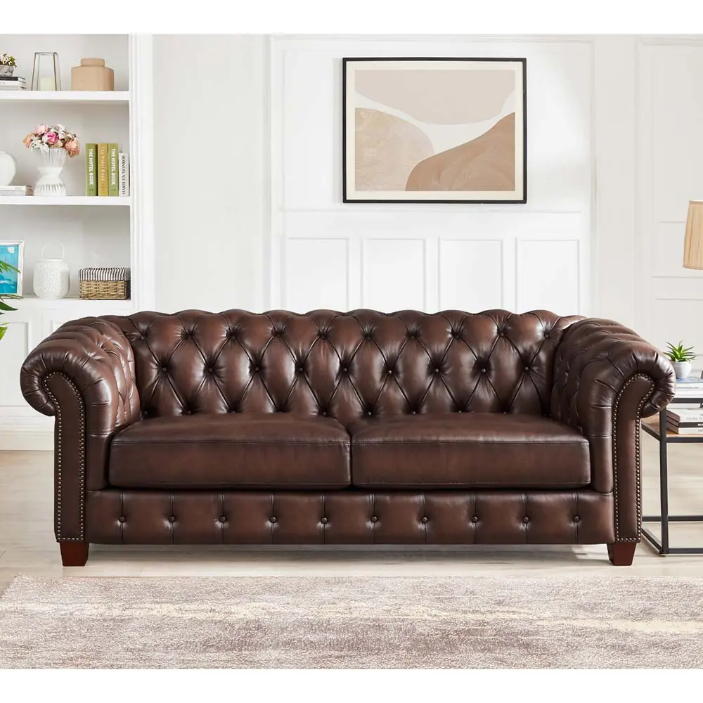 Versailles Leather Sofa Caramel Down Filling Authentic Leather 2 Seater hydeline furniture