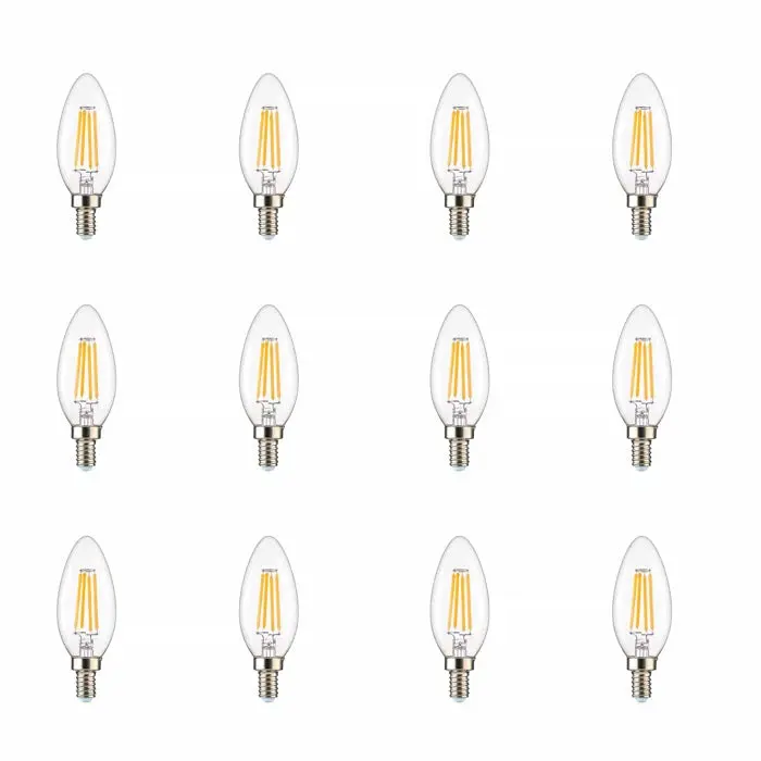 E12 Candelabra Dimmable 2700K LED Bulb Set 12 Warm White Lighting acroma