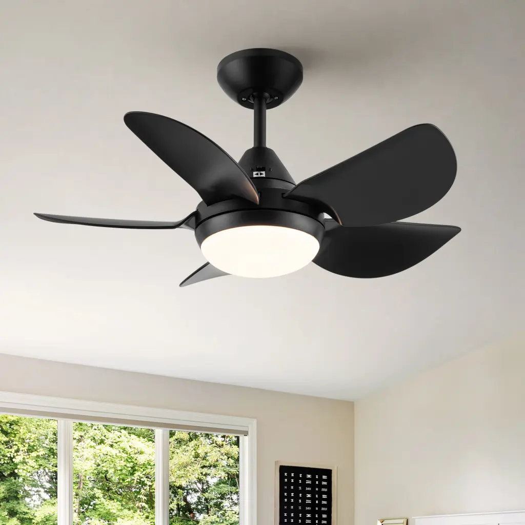 30 Inch Integrated LED Ceiling Fan Matte Black ABS Blades yuhao w1367