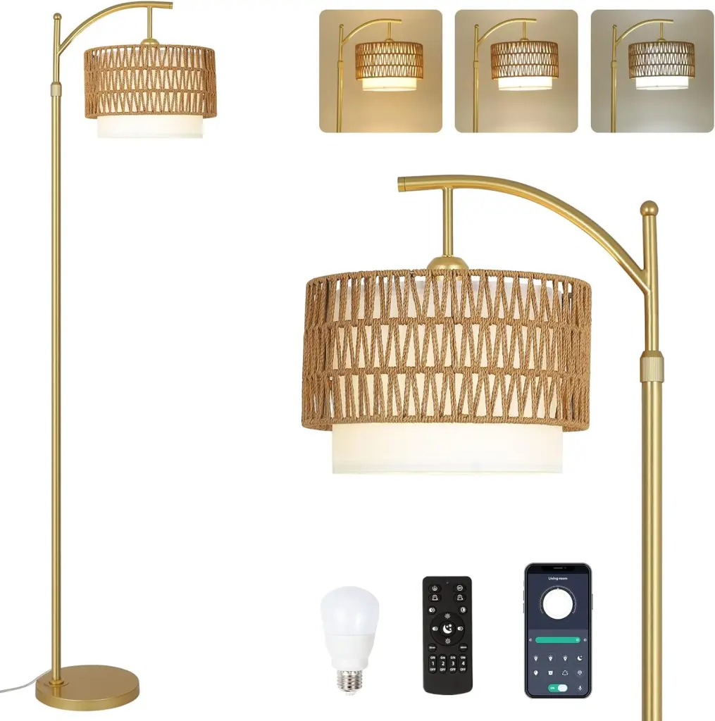 Gold Floor Lamps Living Room Remote Dimmable LED Bulb Modern Lighting dfzj lighting