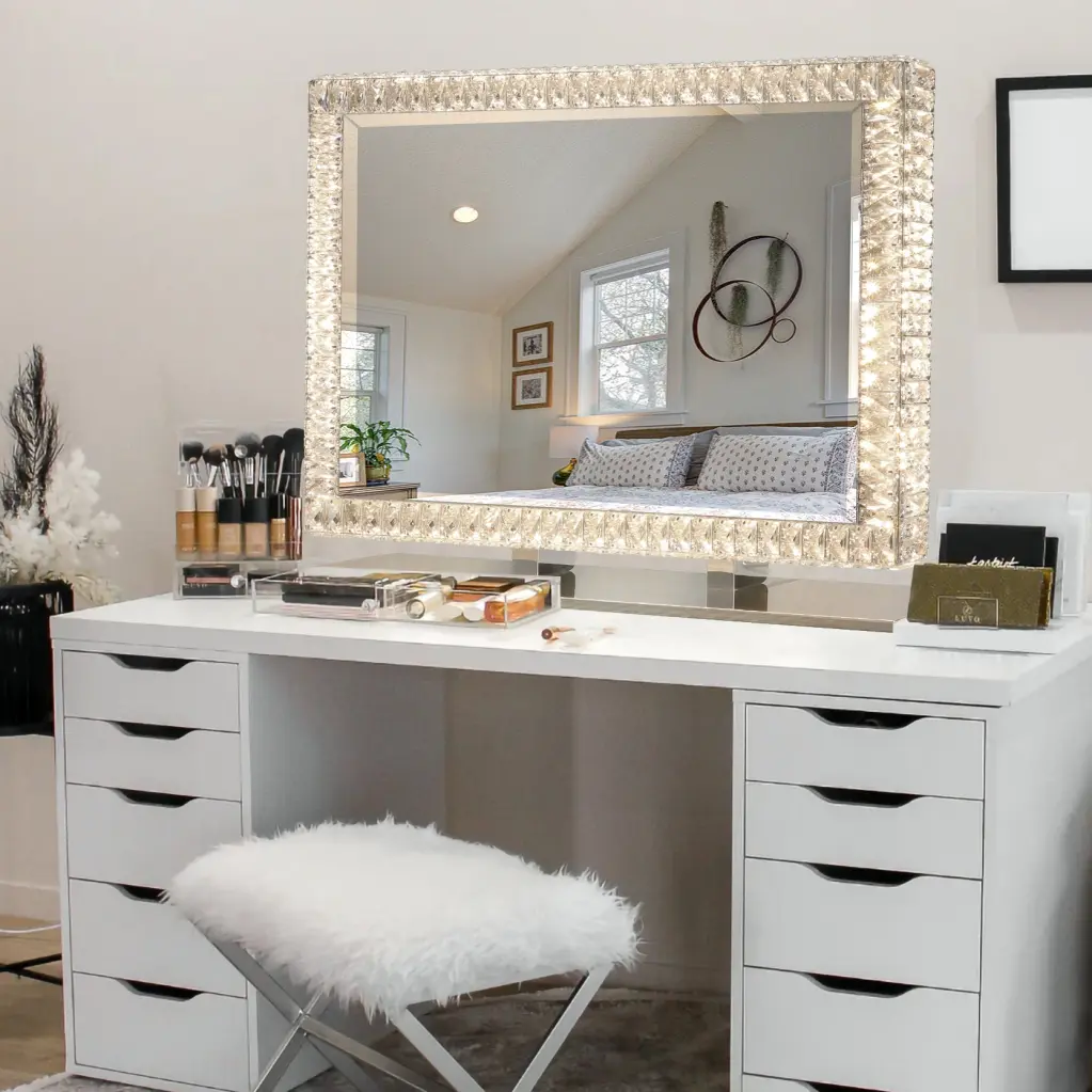 LED Crystal Mirror Light Dimmable Lights And Transparent Modern Crystal Design lighting commune