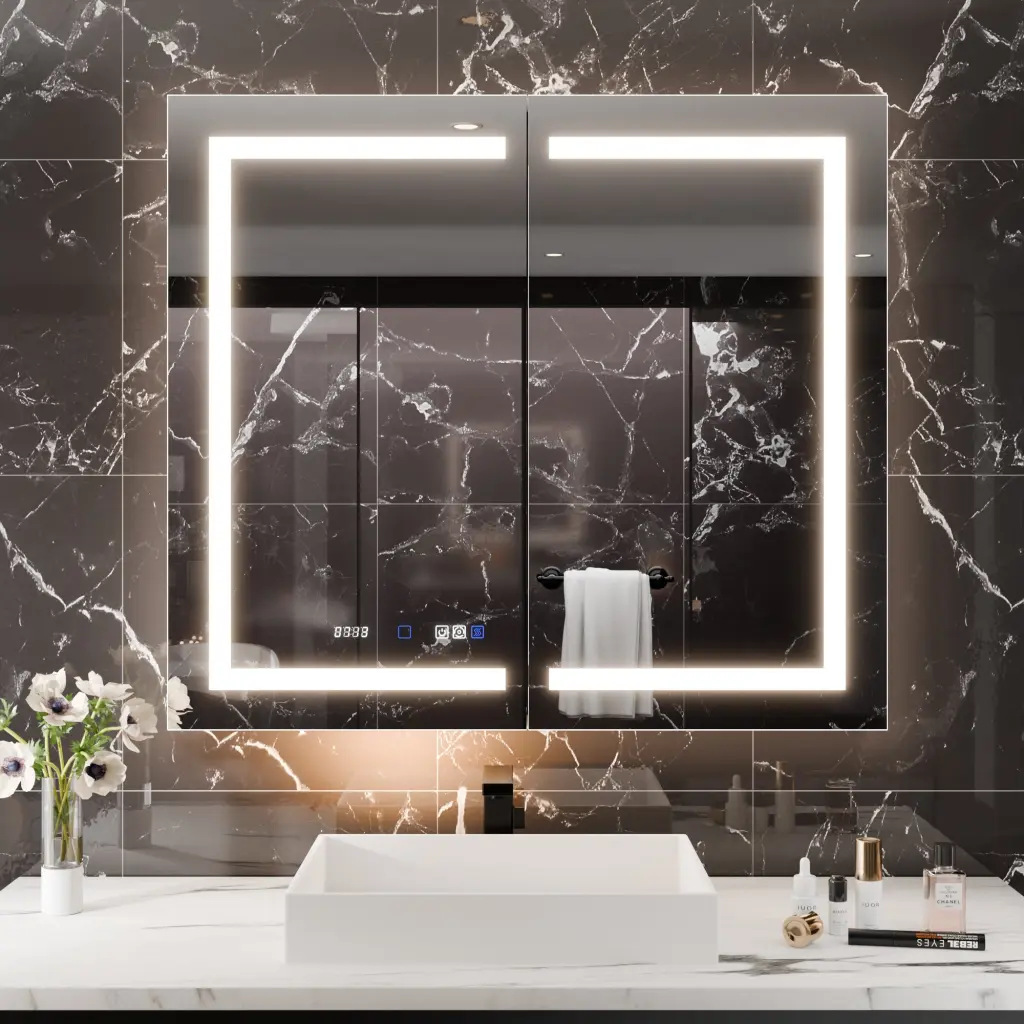 Intelligent LED Medicine Cabinet Built- High Power Outlet 42x36 Inch global
