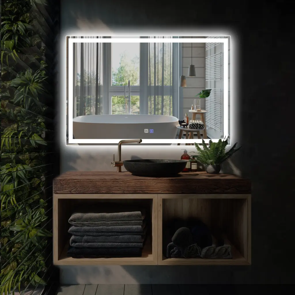 48x32 Inch LED Bathroom Vanity Mirror Light Anti Fog Dimmable global chain solutions