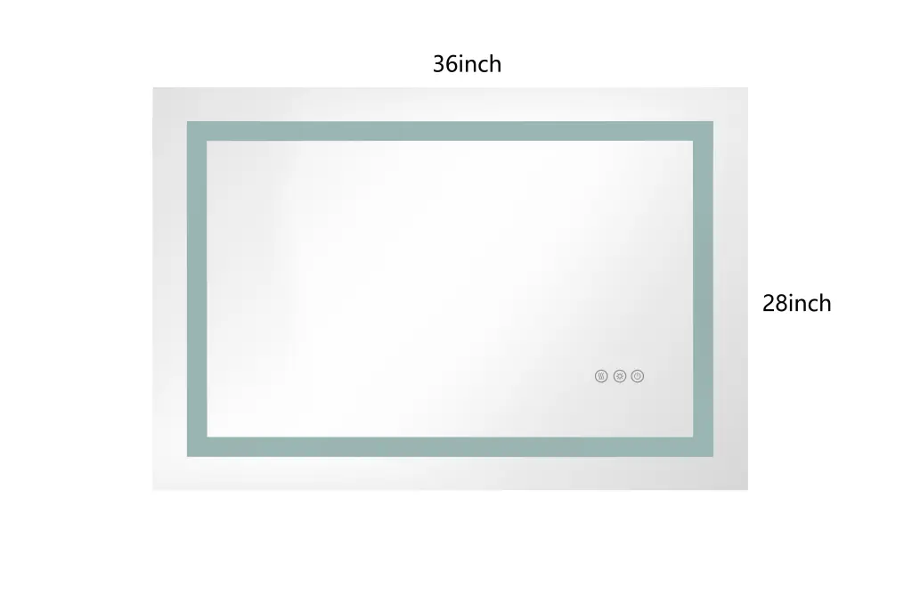 28X36 LED Lighted Bathroom Wall Mounted Mirror High Lumen Anti Fog rnb