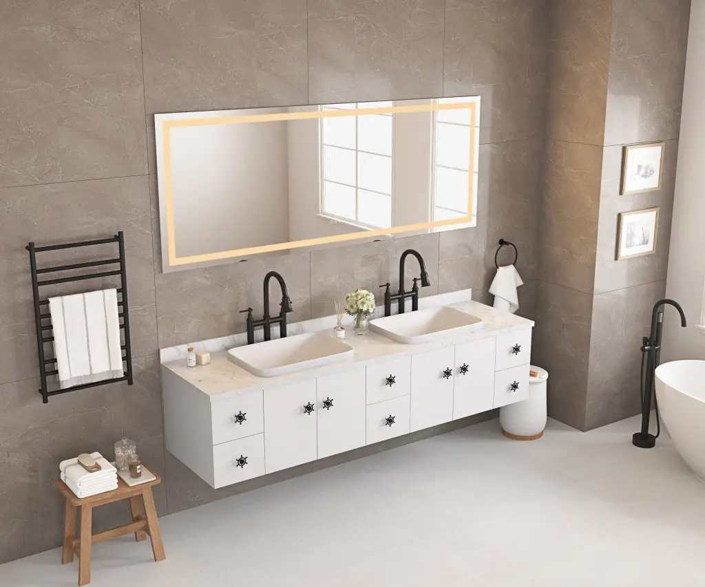 72x32 Inch Bathroom LED Mirror Multi Functional Dimmable rnb