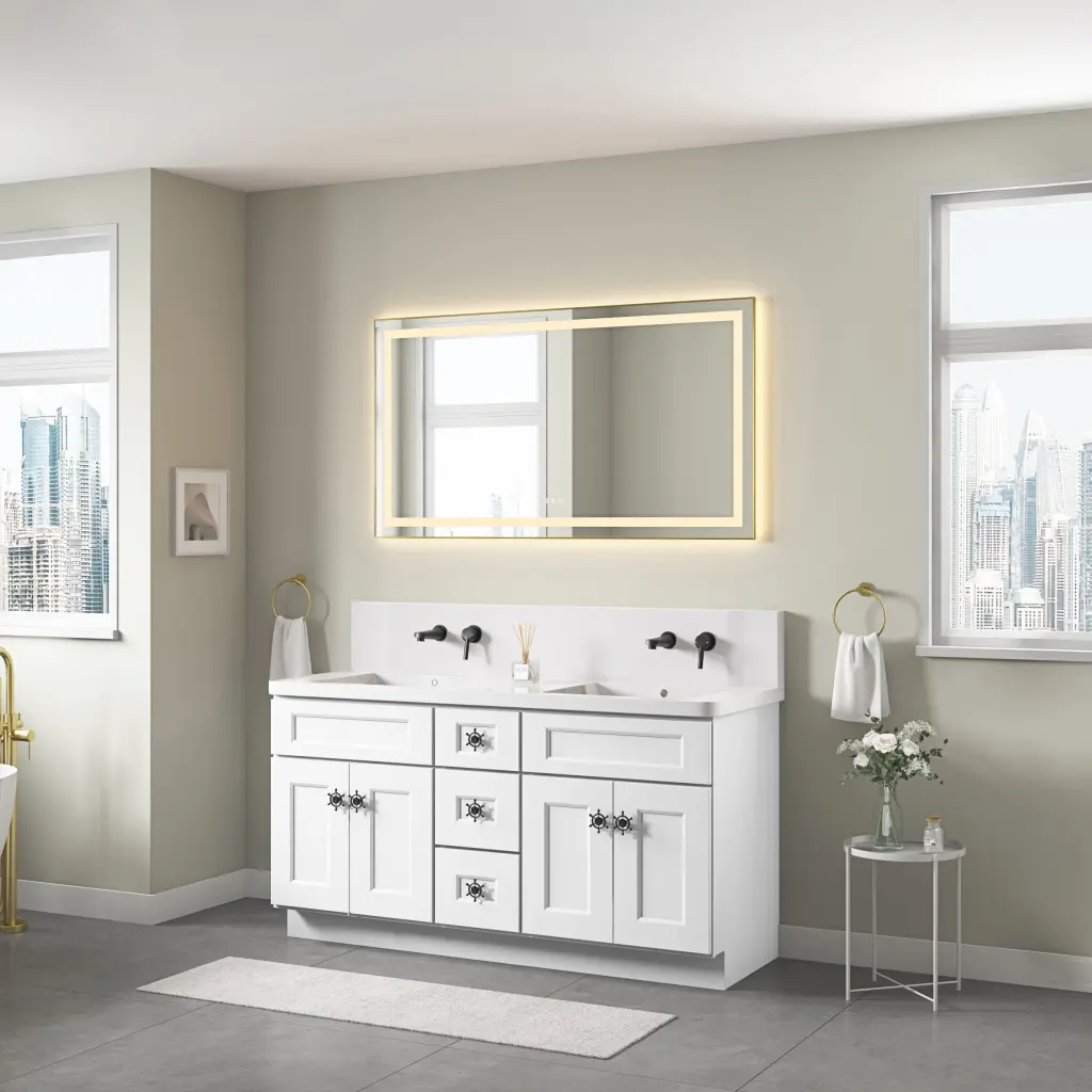 Bathroom LED Mirror Multi-Functional Features, Adjustable Lighting and Fog-Free rnb