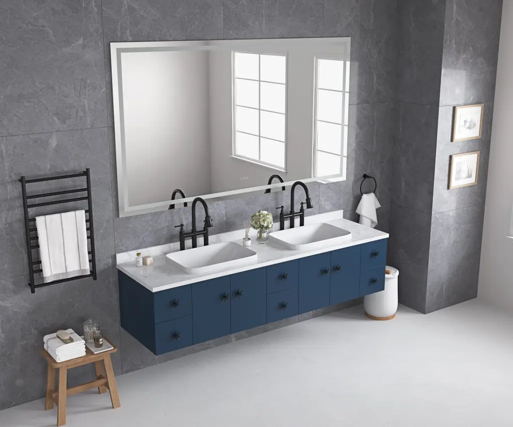 72 X 48 Inch LED Bathroom Mirror Front and Backlight Large Dimmable w2287