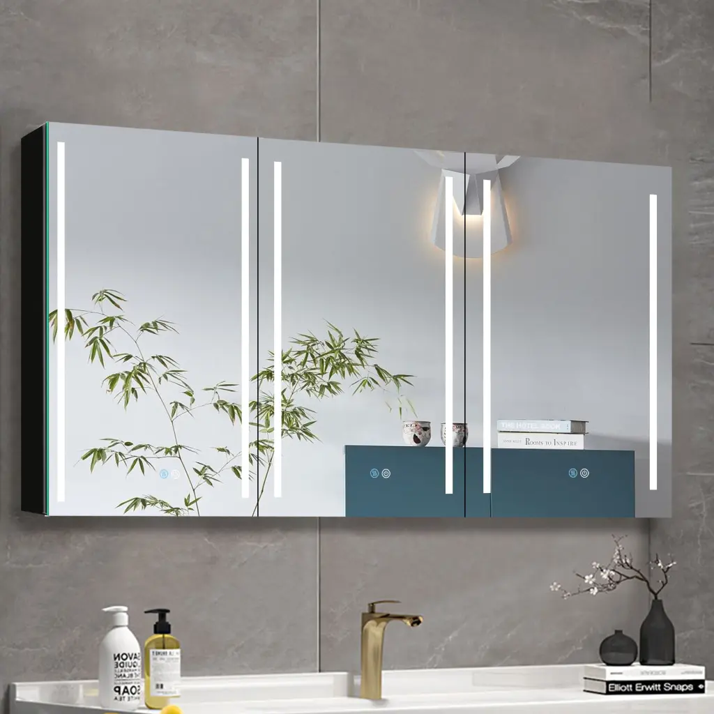 60x30 Inch LED Bathroom Medicine Cabinet Surface Mount Double Door Mirror w995 bestgo