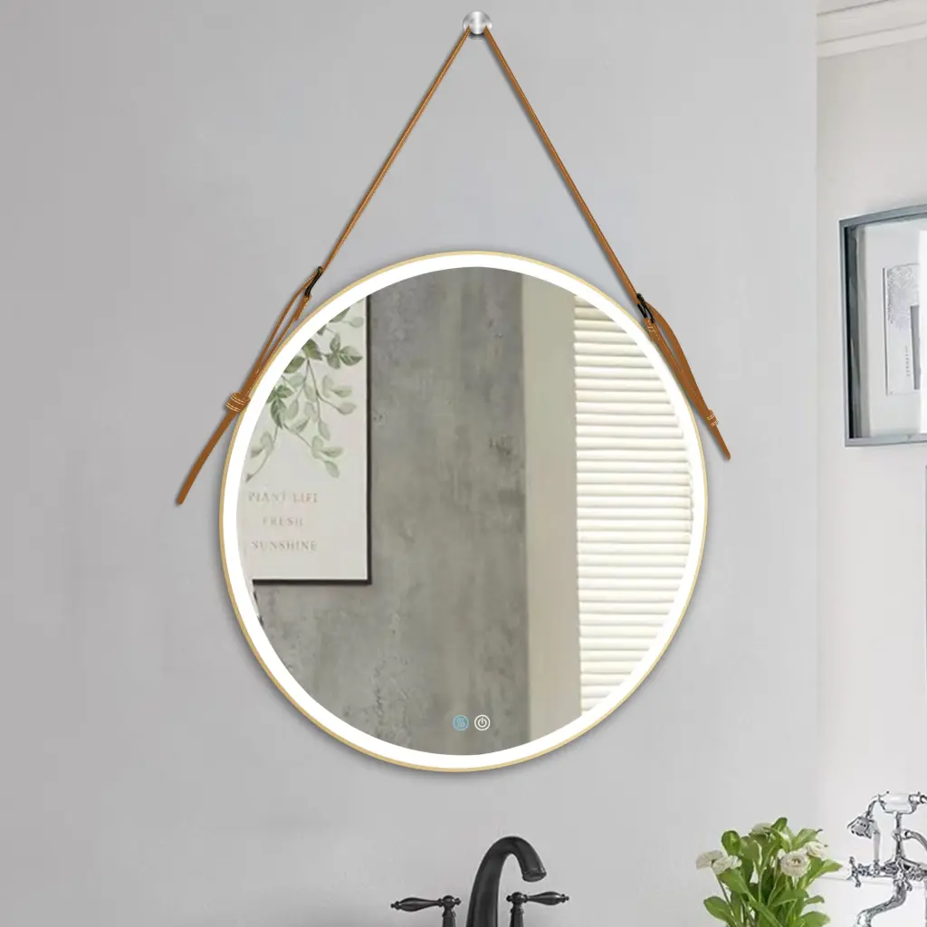 32 Inch Round Bathroom LED Mirror Intelligent Touch Lights Anti Fog w995 bestgo