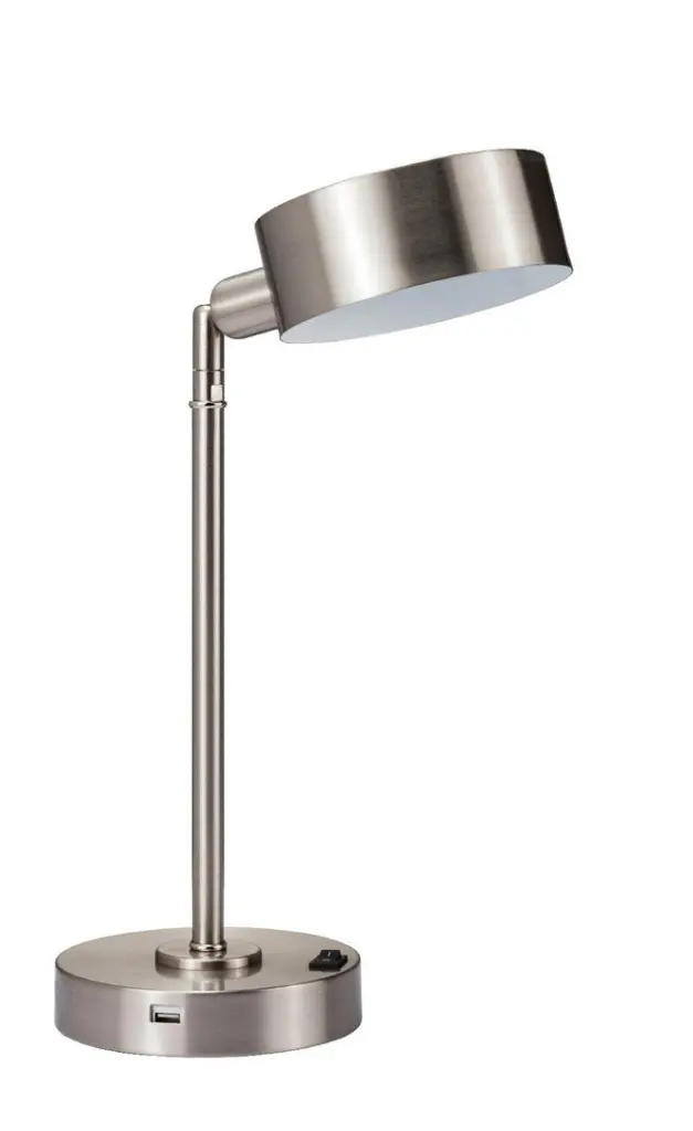 15 Tall Cambert LED Table Lamp USB Port Brushed Silver Finish california home