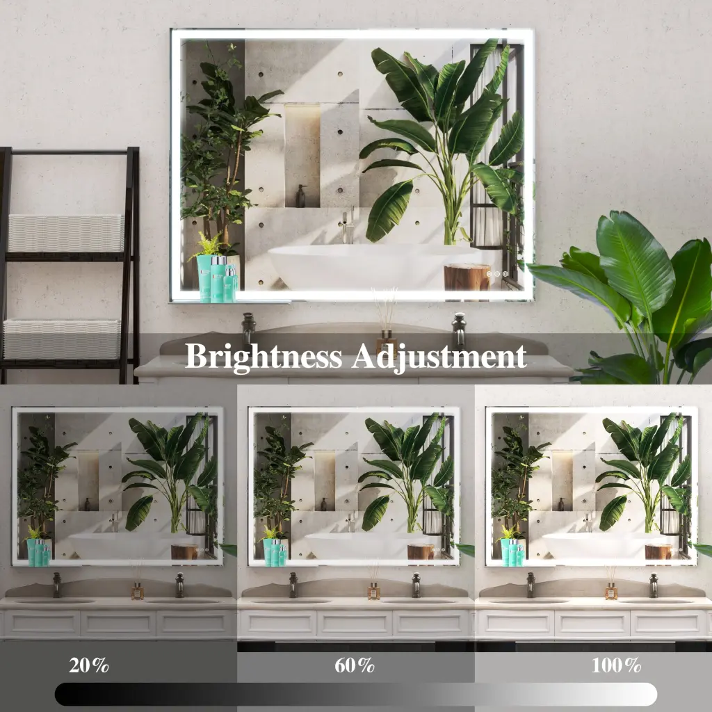 48X36 Inch LED Bathroom Vanity Mirror Wall Mounted Adjustable White beautme