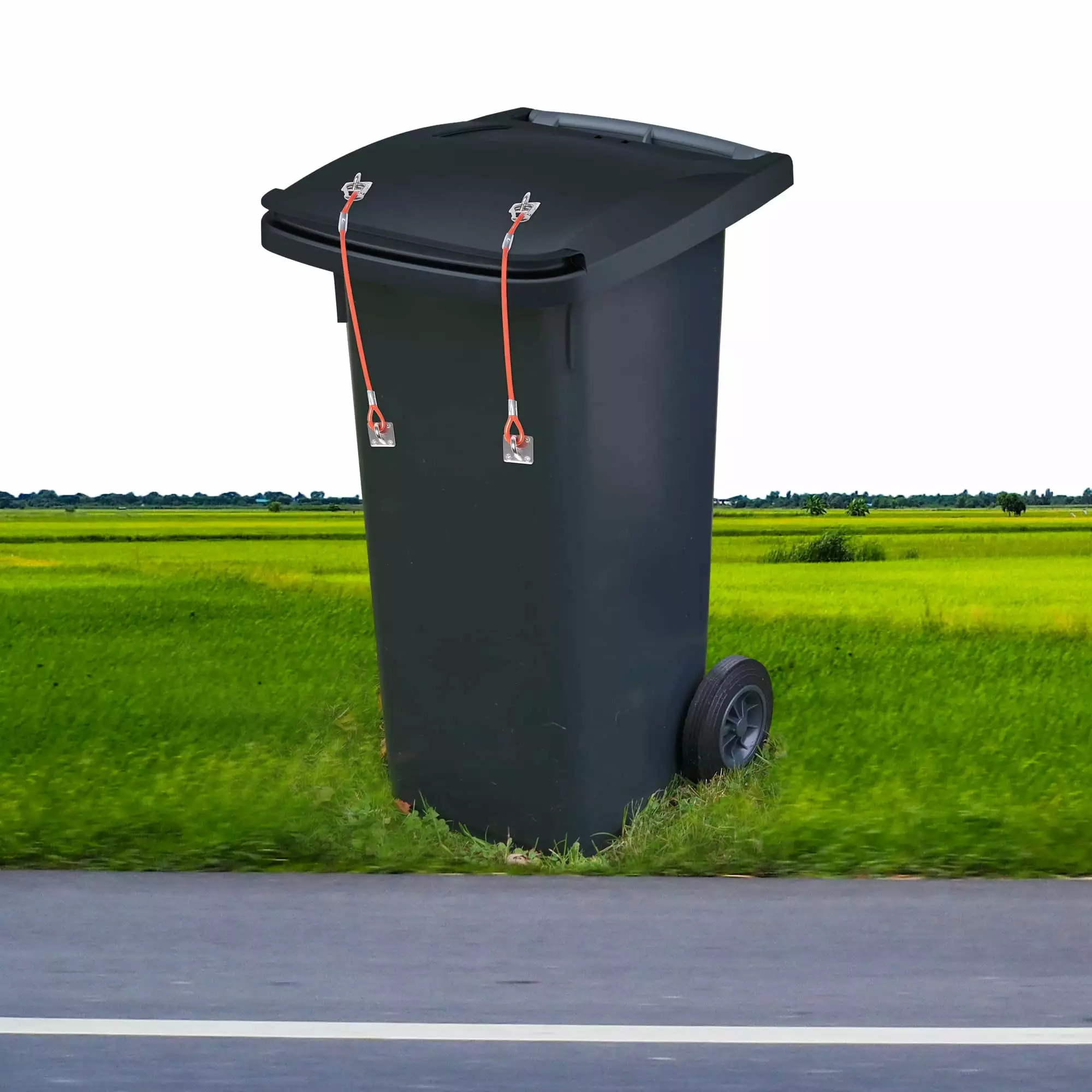 2 Piece Trash Can Lid Locks Only| Keep Garbage Can Protect & Animal Proof | Heavy Duty Unbreakable Steel Construction | Un...